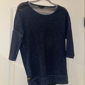 Alala Yoga Navy Blue 3/4 Sleeve Top with Sheer Details